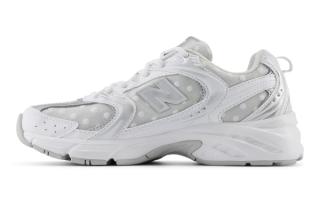 Women's New Balance 530 "Polka Dots" (White/Silver Metallic, SKU: U530HFW). Photo via New Balance.