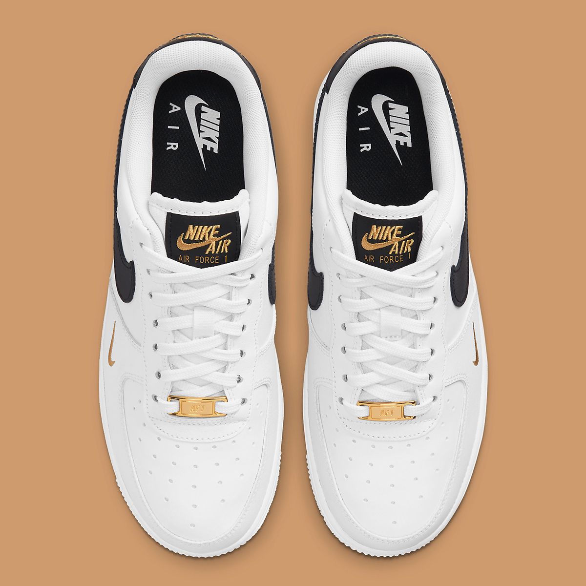 nike air force white black and gold