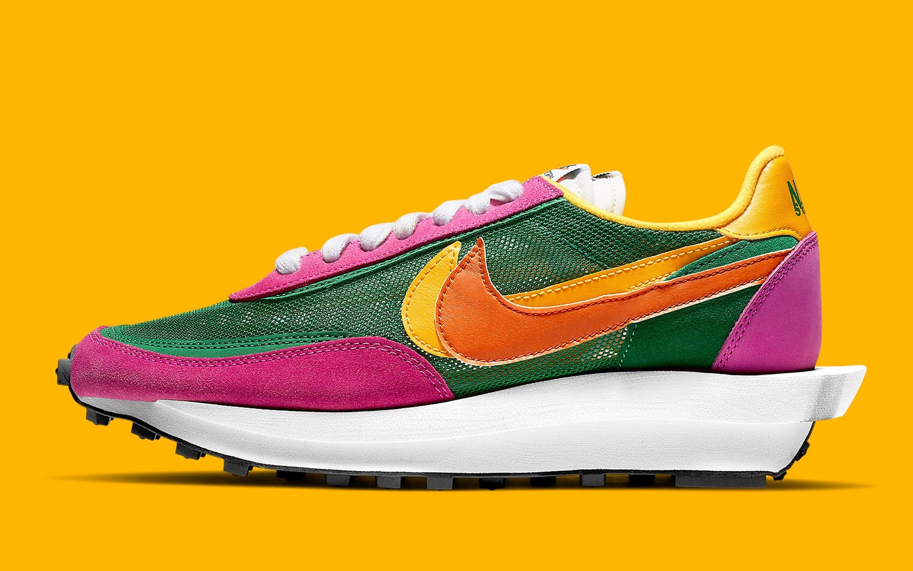 Sacai x nike ldwaffle 'pine green clay top orange'