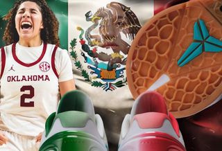 Aaliyah Chavez of Oklahoma Sooners women's basketball teases a Mexico-inspired exclusive Nike Kobe 6 Protro.