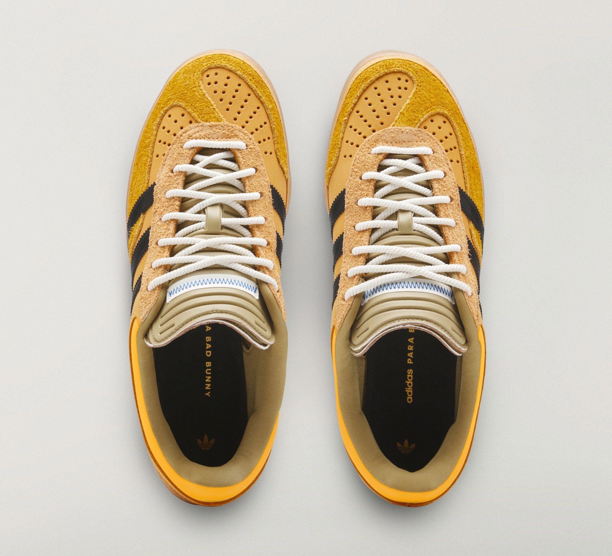 Bad Bunny x adidas Gazelle Indoor "Solar Gold" (SKU: KI2592). Photo via adidas.