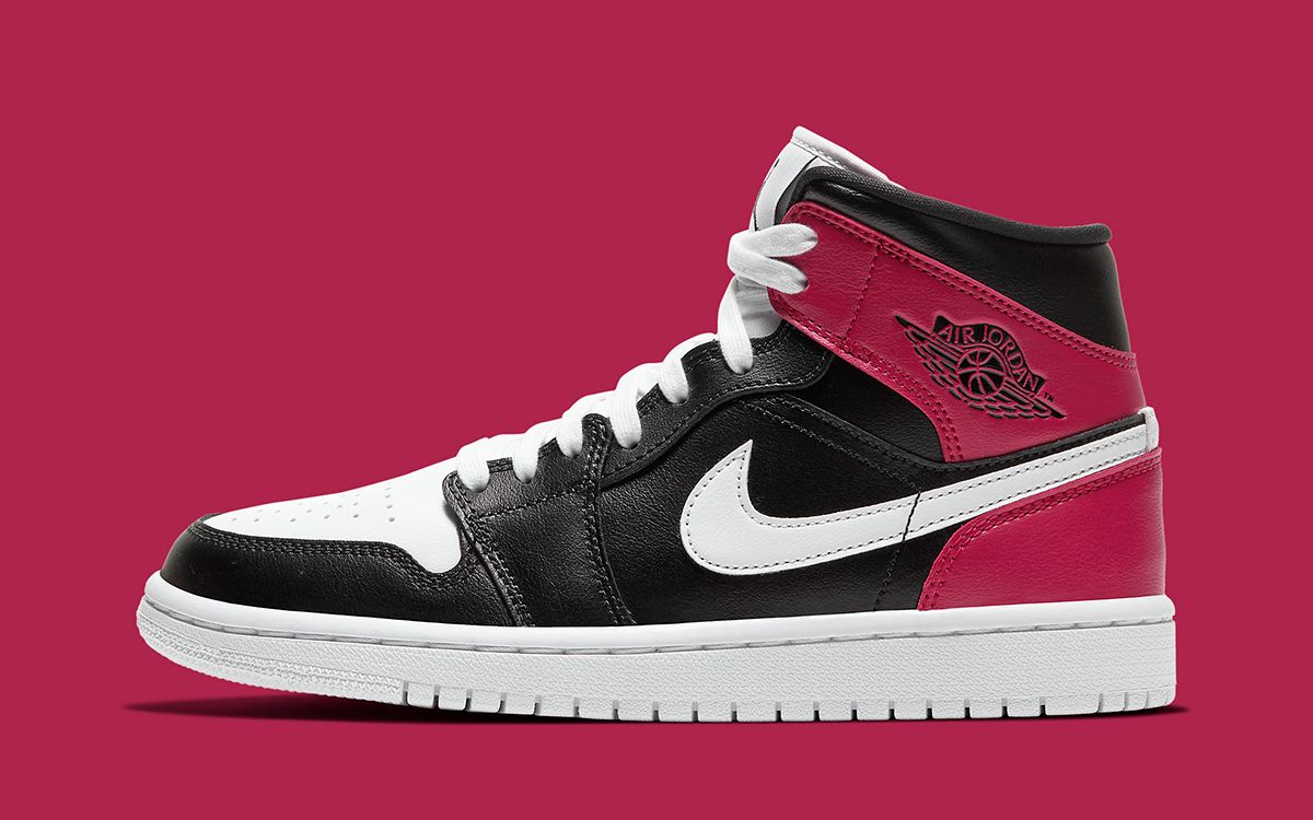 Air Jordan 1 Mid Noble Red Black White BQ6472-016 Women's