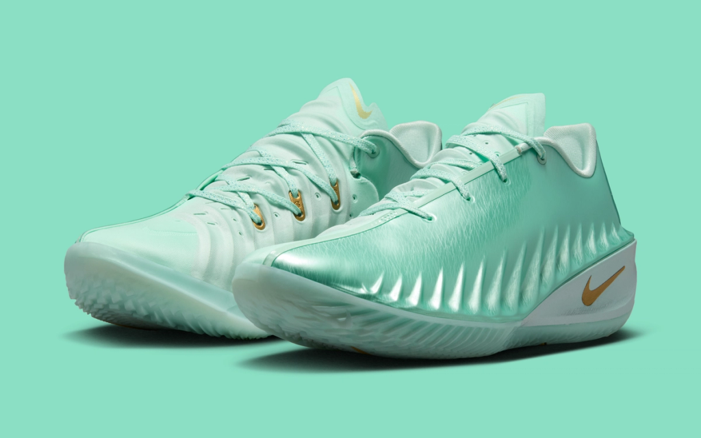 Nike G.T. Cut 4 in Wembanayama's Statue of Liberty-inspired colorway, featuring copper and torch-inspired tonal treatments on the upper and midsole