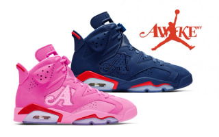 Speculative mock-ups of the Awake NY x Air Jordan 6 "Playful Pink" & "Midnight Navy" retro collaborations.
