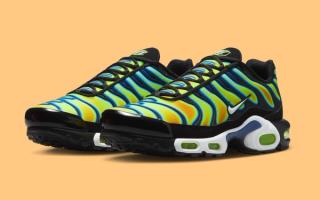 Nike's Air Max Plus in a "Black/Sundial/Neon Yellow" makeover nicknamed "Heatmap."