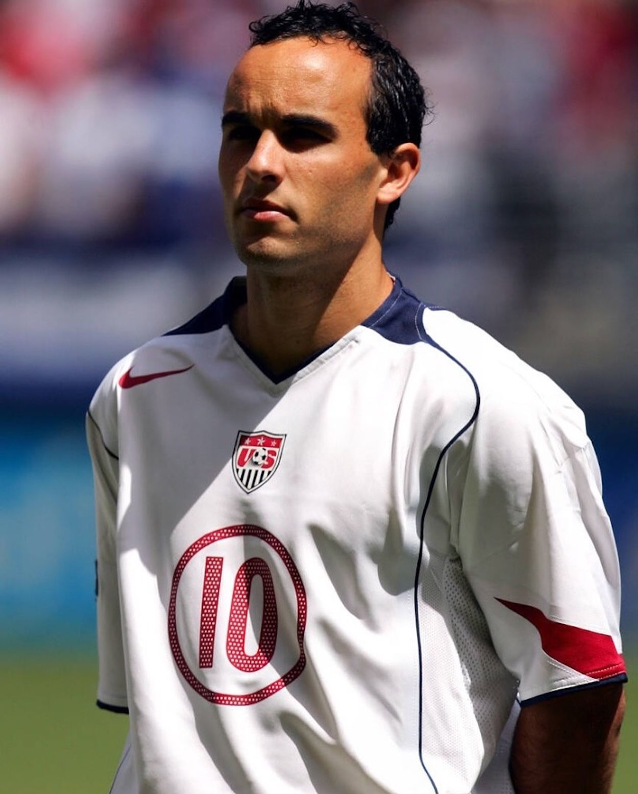 Landon Donovan wearing USMNT's 2004 Home jersey by Nike.