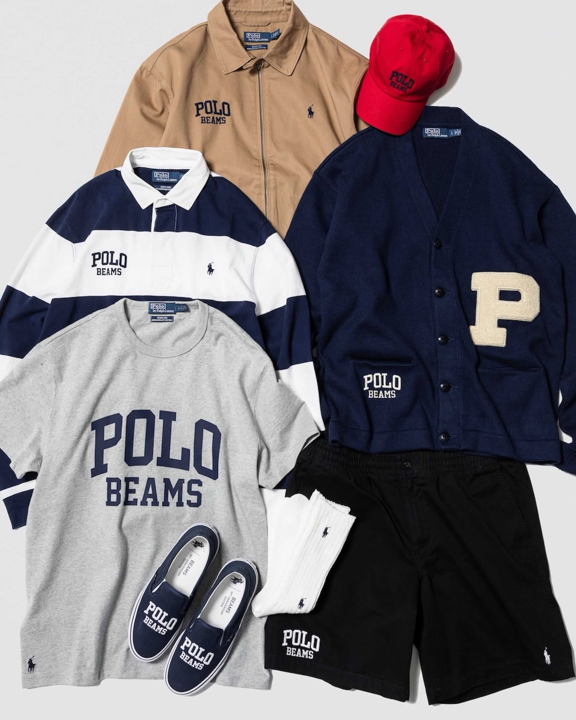 Eight different items from the 50th Anniversary collection by BEAMS and Polo Ralph Lauren.
