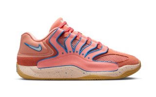 Kevin Durant's Nike KD 18 in an "Atomic Pink" color scheme.
