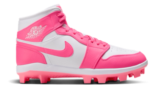 Air Jordan 1 "Pink/White" MCS Baseball Cleats.