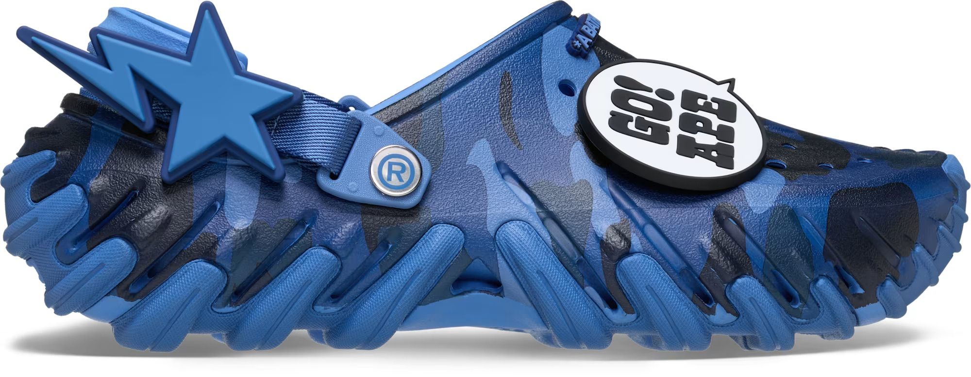 BAPE®︎ x Crocs Echo Clog "Blue Camo" (SKU: 213140-4SN).
