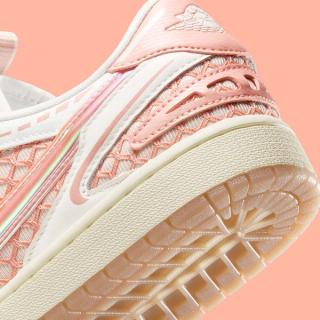 Heel close-up of the Air Jordan 1 Low MM V3 in a "Sail/Washed Coral" color scheme.