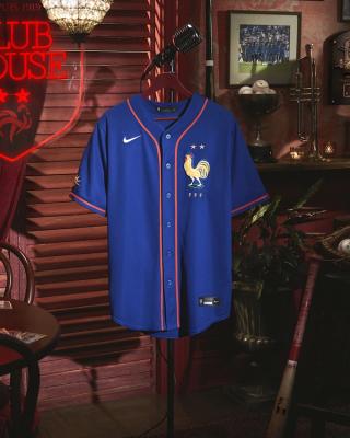 France Baseball Jersey by Nike Football x MLB (SKU: RE260LTTFAF-5HR). Photo via Fédération Française de Football (FFF).