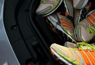 Larry June's orange-clad adidas Adistar Control 5 collaboration.