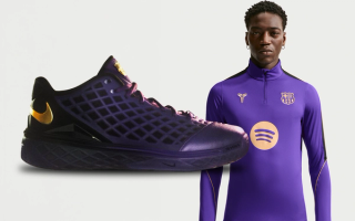 FC Barcelona x Nike Kobe 2026-27 LALIGA training top in purple & a matching Nike Kobe 3 Low Protro.