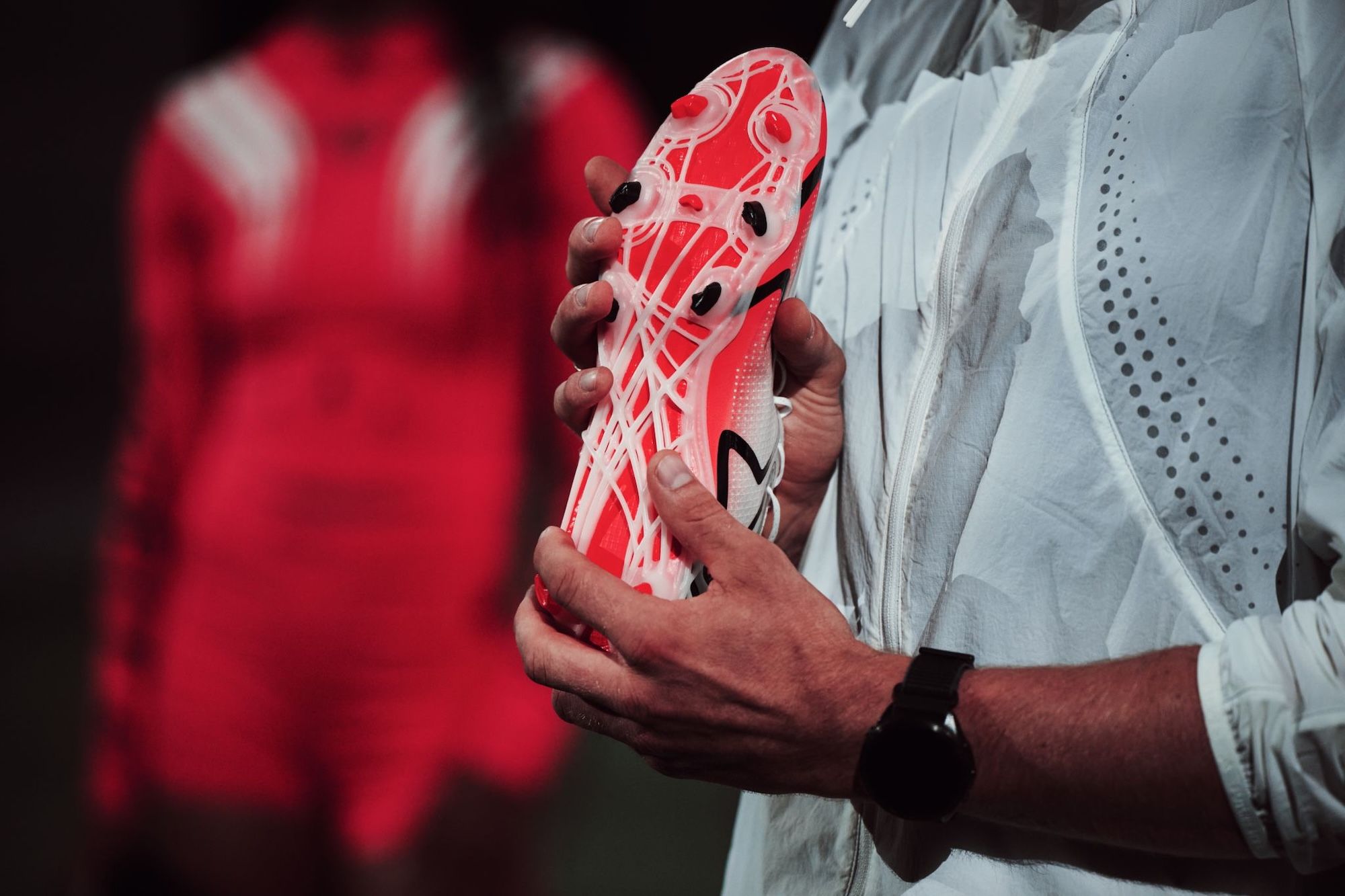 Hannes Shaefke Holding adidas Adizero Crazylight Pro Football Boot Concept (3D-Printed Plate). Photo via Hannes Shaefke.