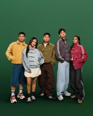 Five different colors of the viral adidas Chinese New Year (CNY) Jacket. Photo via adidas Singapore.