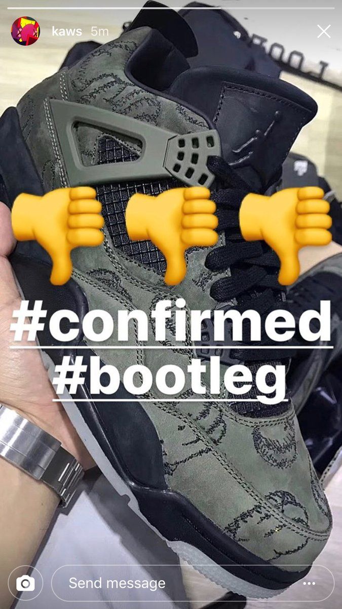 KAWS calls bullshit on the Olive Air Jordan 4 House of Heat