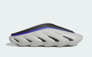 adidas Anthony Edwards Mule 3 in a "Stone/Night Grey/Lucid Blue" color scheme.