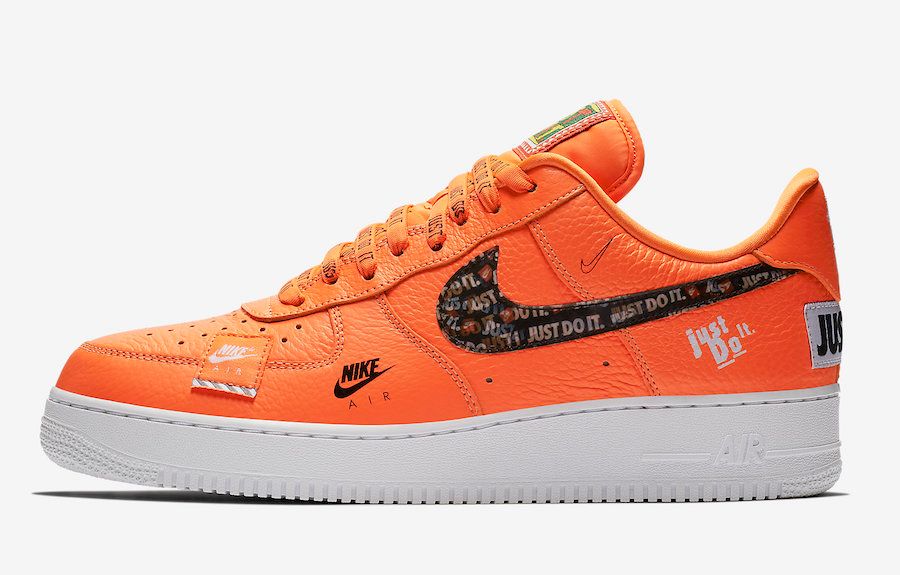 Nike air force 1 low top just do it black white orange