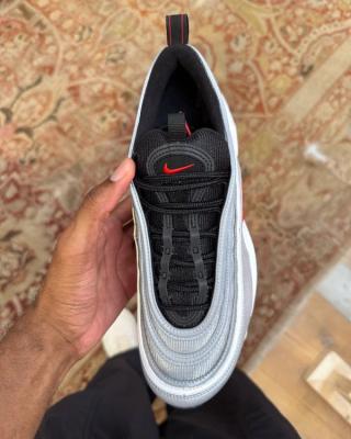 Nike Air Max 97 "Silver Bullet" (Black Tongue). Photo via @sneakerologue on Instagram.