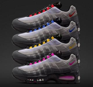 Speculative mock-up of four Nike Air Max 95 "Black Tongue" pack pairs, by 110s Lad.