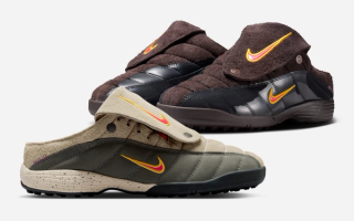 Kids Of Immigrants' two Nike T90 Mule collabs, done in "Khaki" and "Velvet Brown" colors.