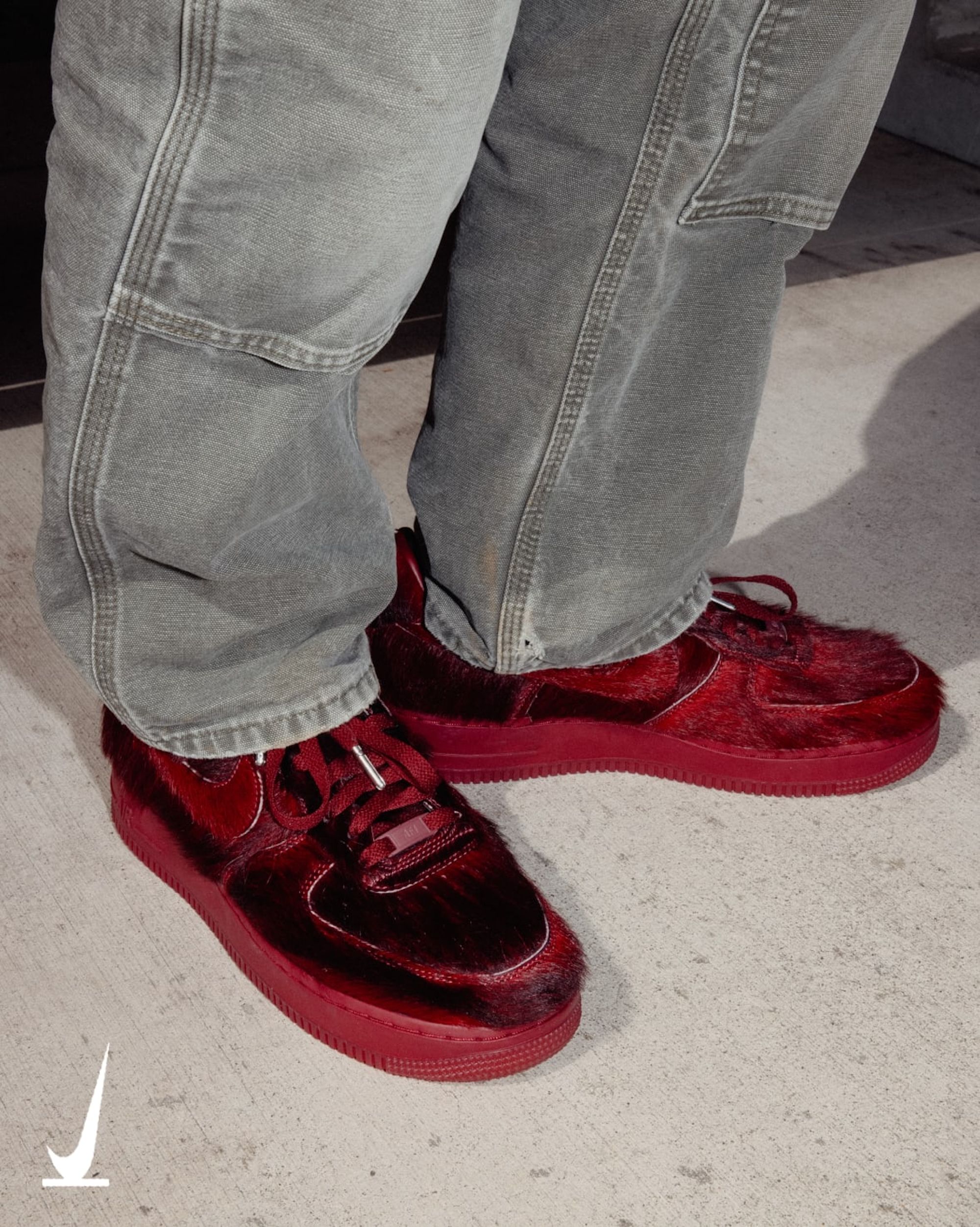 Nike Air Force 1 "Team Red" (Pony Hair; SKU: IR1940-600). Photo via Nike.