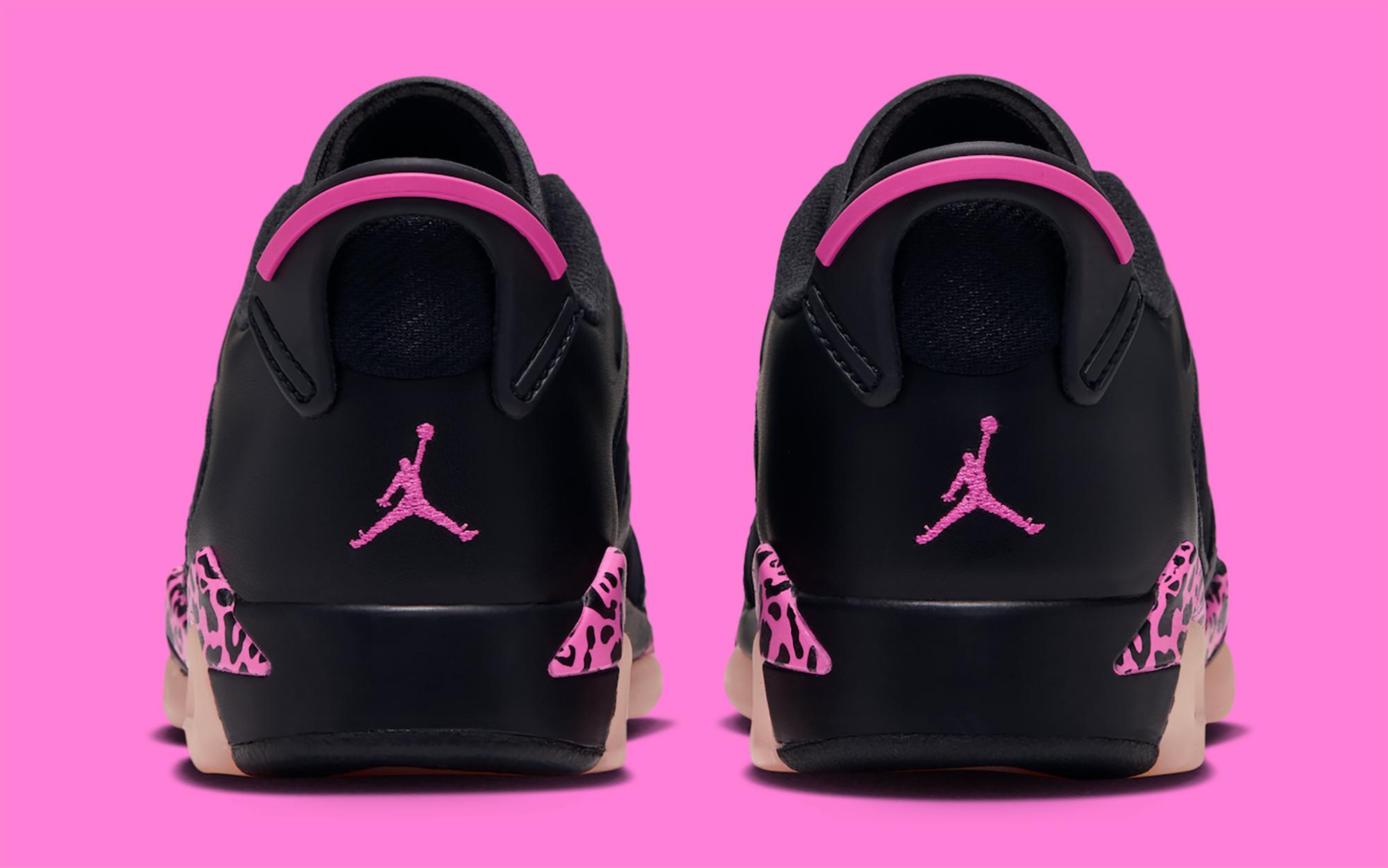 Big Kids' Air Jordan 6 Low “Black/Pink Leopard” (SKU: 768878-001). Photo via Foot Locker.