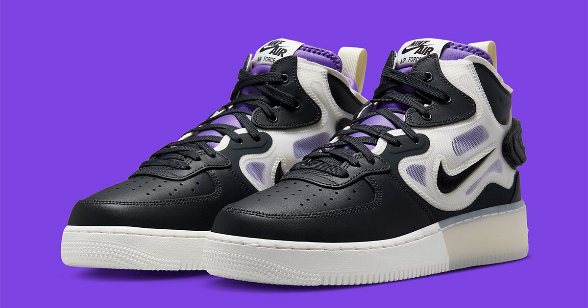 Nike Air Force 1 React Mid Appears in New Black and Purple Arrangement ...