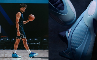 Cameron Boozer Wearing the "Baltic Blue" Jordan Triangle. Photo via Jordan Brand.