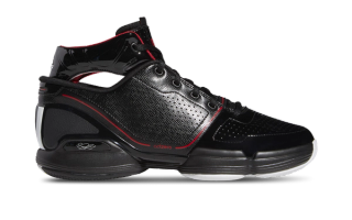 adidas AdiZero Rose 1 OG in a "Core Black/Footwear White/Scarlet" color scheme.