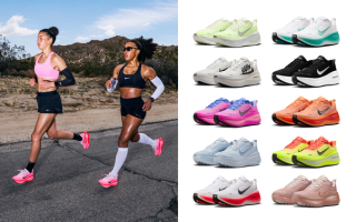 Runners wearing the Nike Vomero Plus cushioning running sneaker; available in 10 colors.