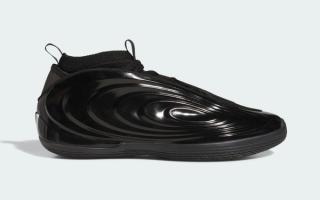 adidas Harden Vol. 10 "Hellcat" basketball sneaker in a "Core Black/Footwear White/Lucid Red" color scheme.