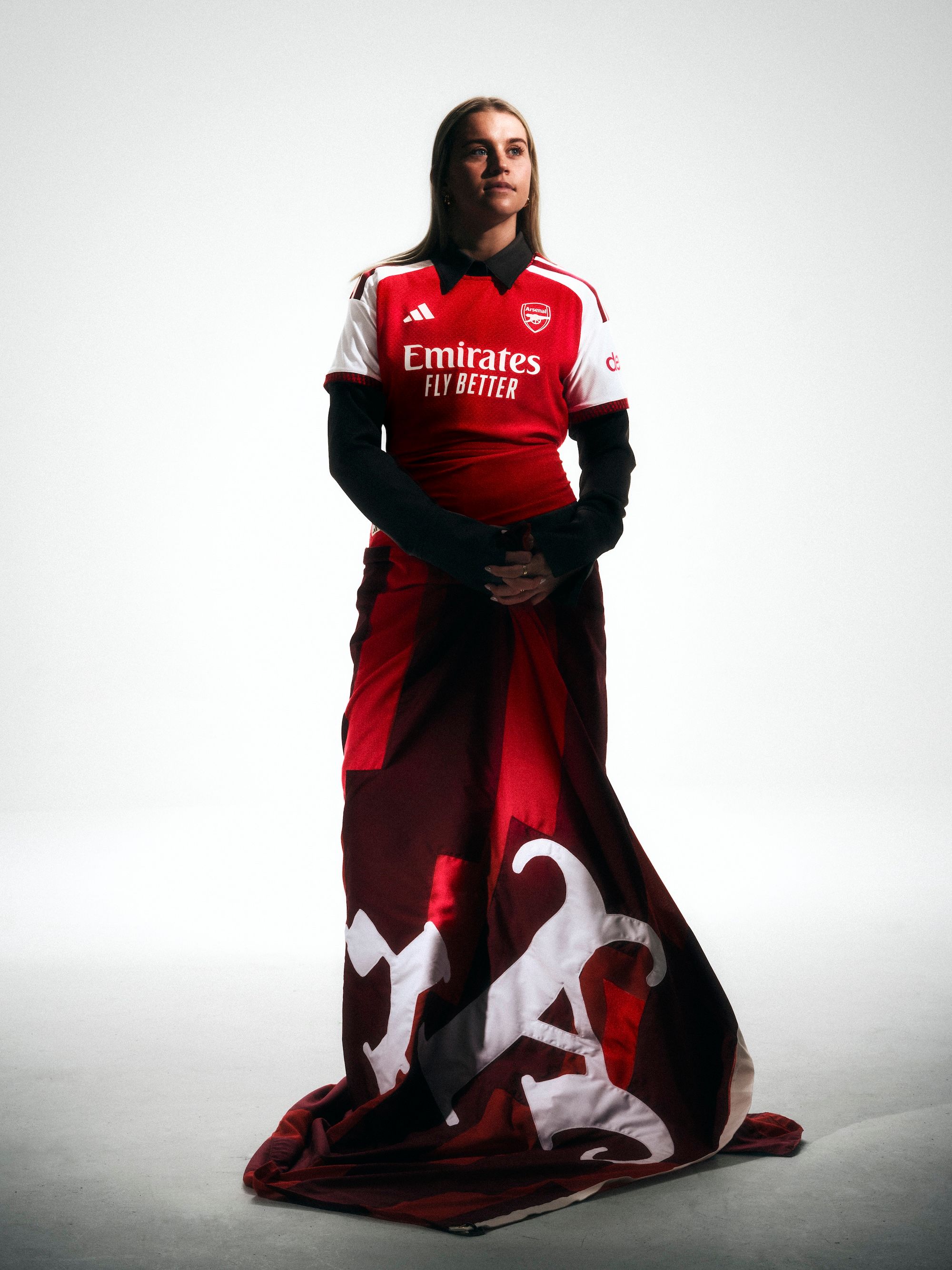Alessia Russo for Arsenal 26/27 Home kit by adidas. Photo via adidas.