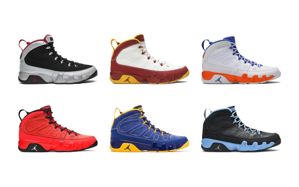 Air Jordan 9 Low in the What The Kilroy colorway, featuring hybrid design elements from a legendary Jordan pack
