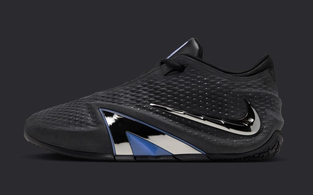 Nike Ja 4 in Dark Mode colorway, Ja Morant signature basketball sneaker with monochromatic dark tone palette