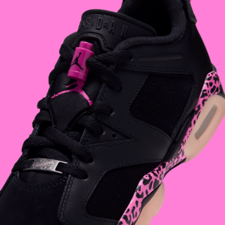 Big Kids' Air Jordan 6 Low “Black/Pink Leopard” (SKU: 768878-001). Photo via Foot Locker.