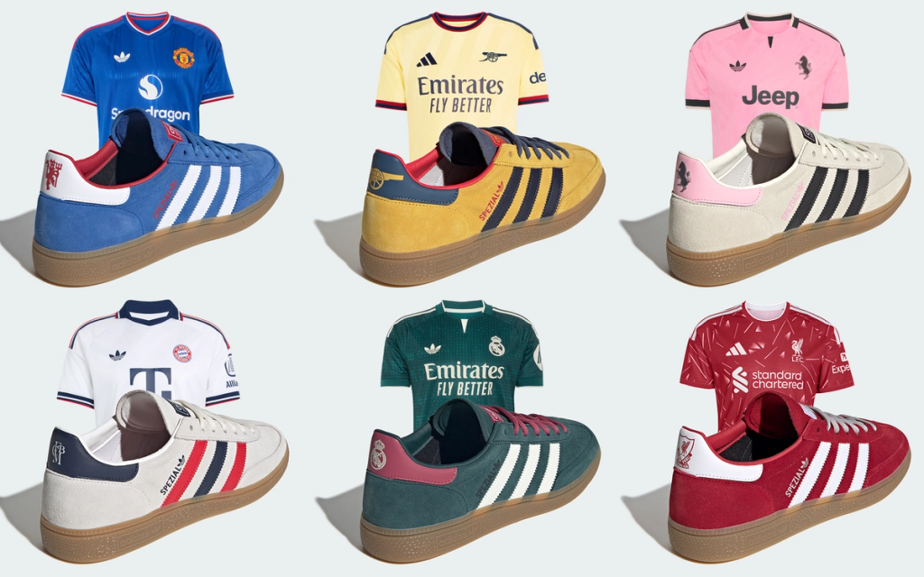 Adidas Handball Spezial in Real Madrid, Arsenal, and Liverpool kit-inspired colorways