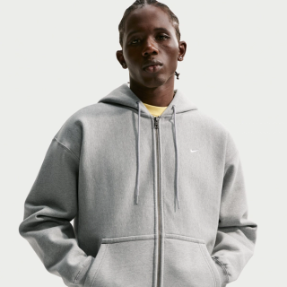 Men's Nike Solo Swoosh Full-Zip Fleece Hoodie "Dark Grey Heather" (SKU: HV1084-063). Photo via Nike.