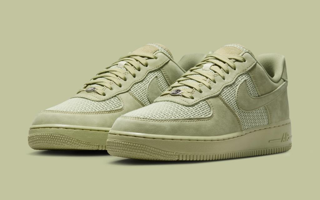 Nike Air Force 1 Low in Dusty Olive with woven textile upper construction