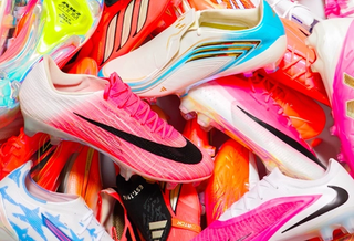 Group photo of over a dozen 2026 World Cup™ boots from adidas ("Road to Glory"), Nike ("Breakout"), PUMA ("Showtime") & others. Photo by BOOTSCULTURE®.