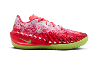 Shirley Temple-inspired G.T. Cut 4 P.E. for Paige Bueckers by Gatorade & Nike in a "Laser Red/Action Red/Action Red/Lime Green" color scheme.