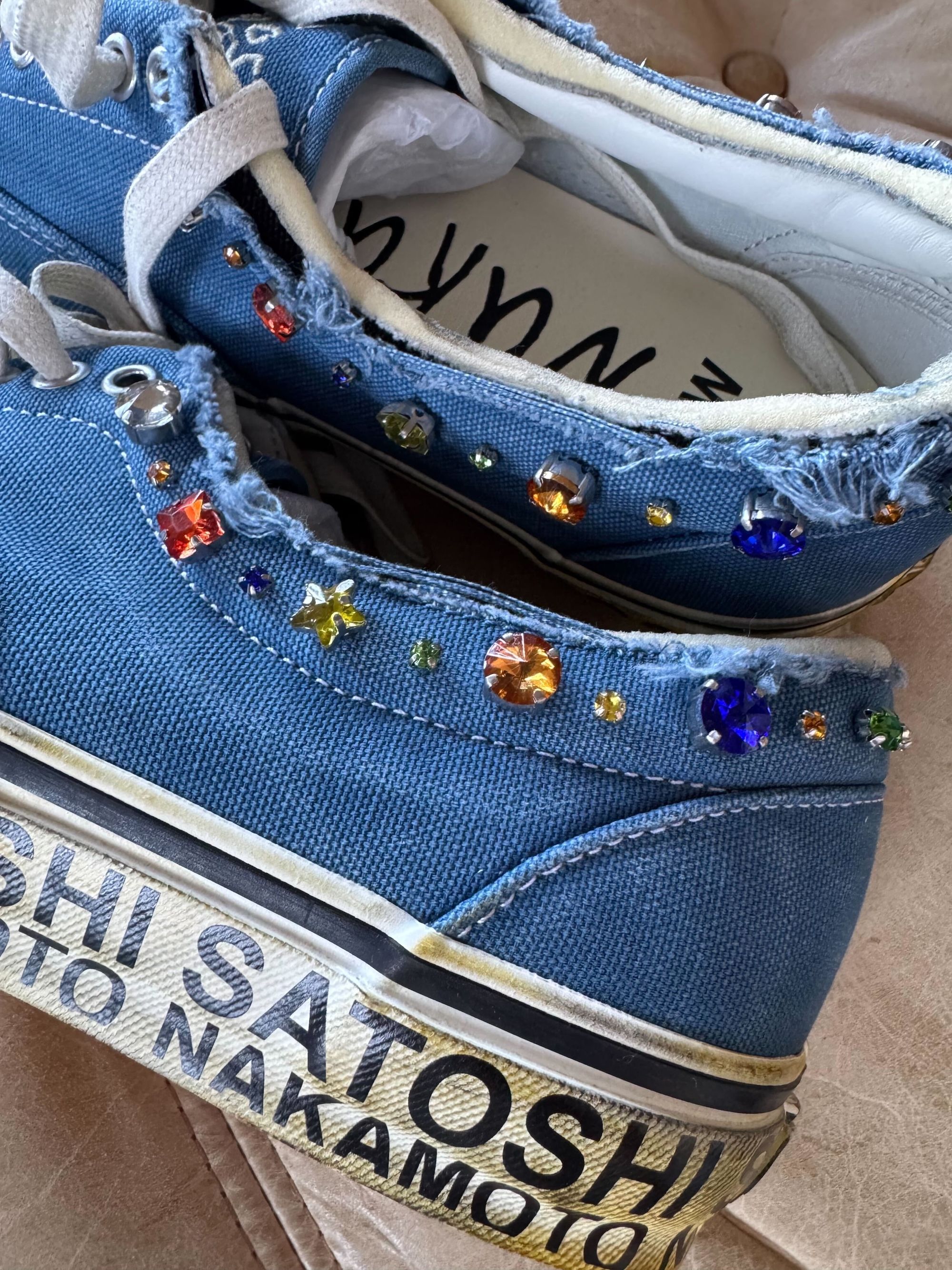 Satoshi Nakamoto x OTW by Vans Era 95 “Gems” collaboration in a blue color scheme.