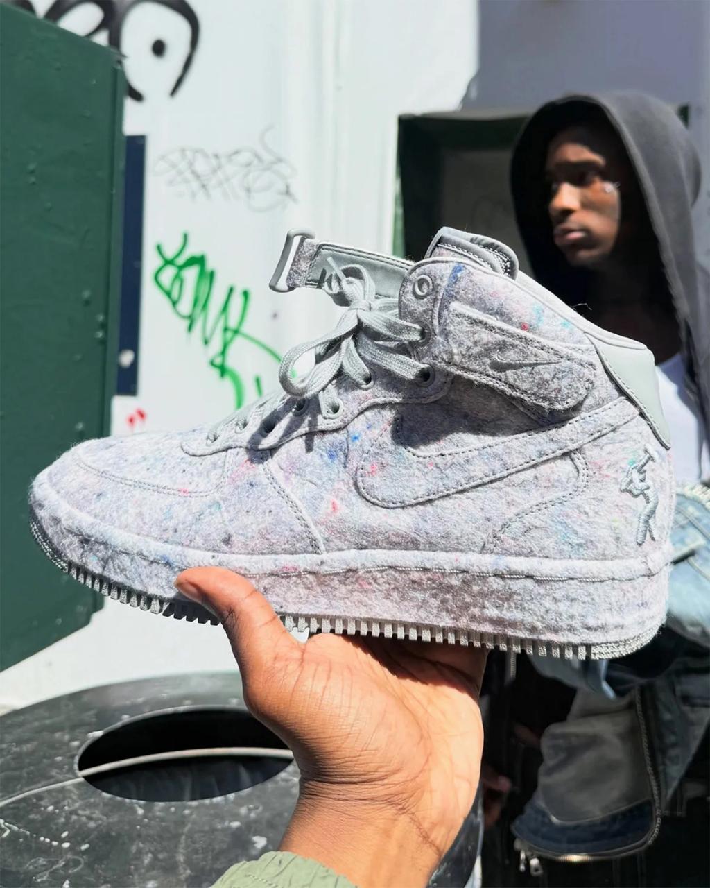 Lil Yachty Concrete Boys x Nike Air Force 1 Mid in unconventional colorway and material treatment