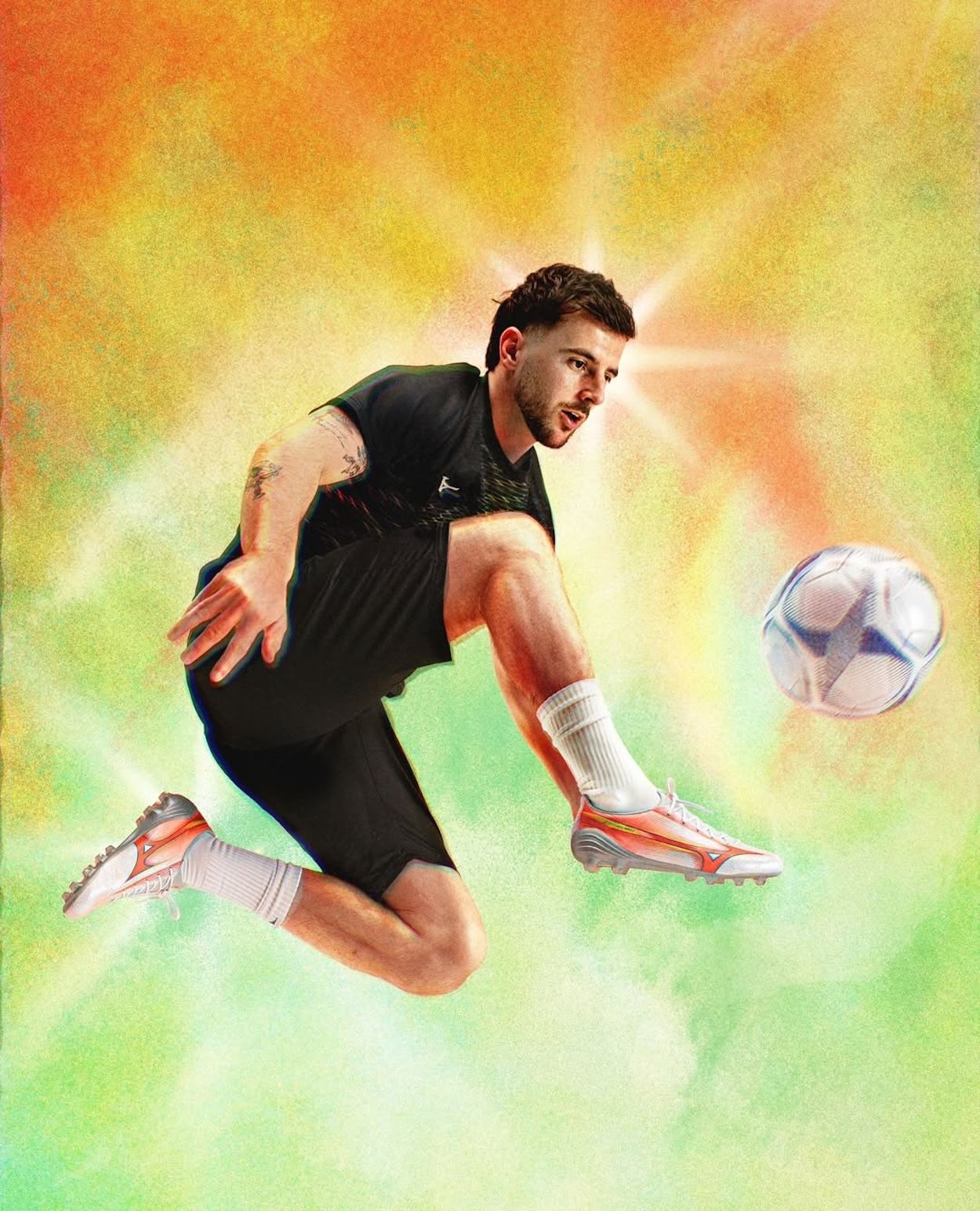 Mason Mount for Mizuno "Prism White" Football Boots Pack, featuring the Mizuno Alpha III. Photo via Mizuno.
