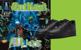Placeholder for the anticipated Outkast 'ATLiens'-inspired Nike Air Force 1 Low collaboration.