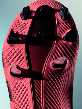Close-up of sole plate on 3D-printed adidas football boots. Photo via adidas.