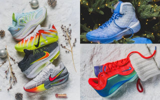 Nike Basketball's Christmas 2025 Collection, which includes the LeBron 23, Kobe 3 Protro, Ja 3, KD 18, and more.