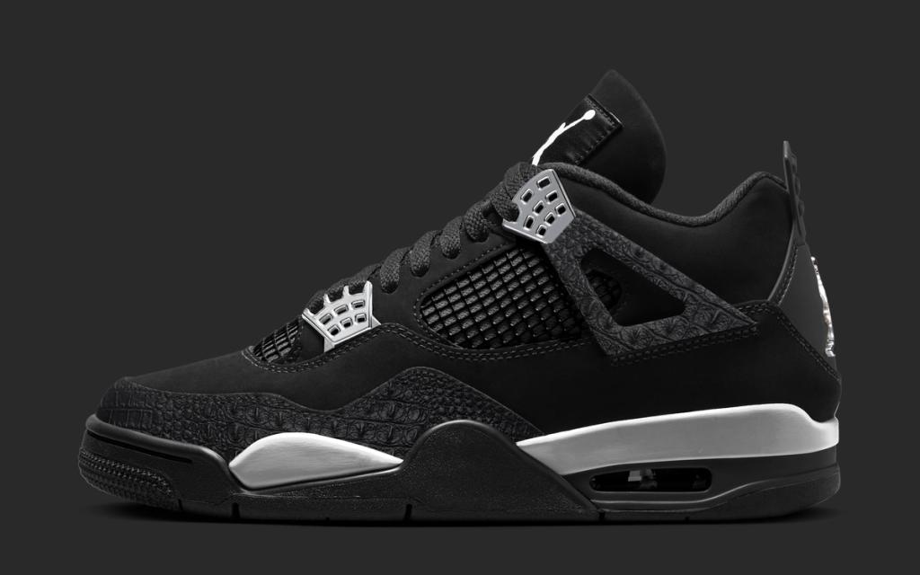 Women's Air Jordan 4 Spotlight with faux alligator textured paneling on upper, showcasing Tinker Hatfield's classic silhouette design