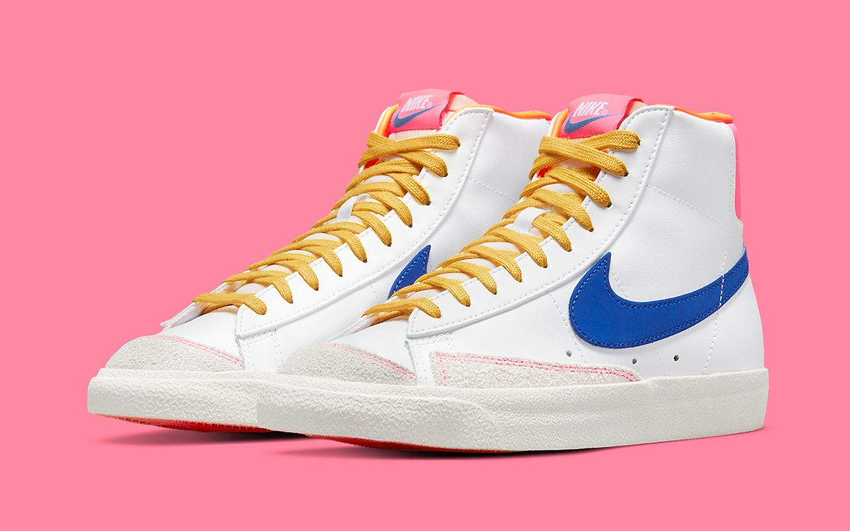 blue and yellow nike blazers